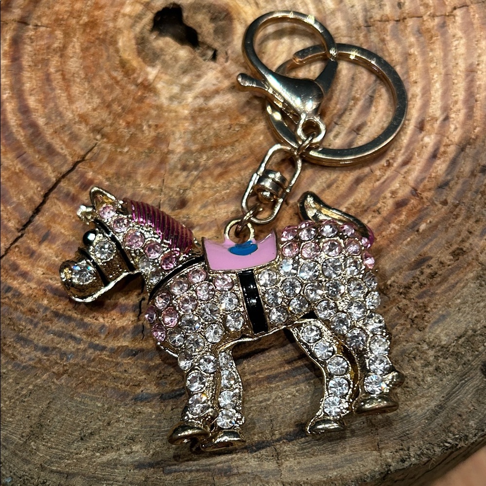 Gold and Pink Rhinestone Key Holder